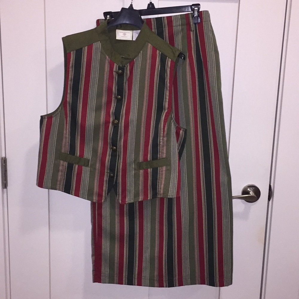 Women’s striped skirt and vest.